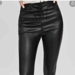 NWOT Zara Trafaluc Legging Collection High Rise Lace Up Vegan Leather Pants